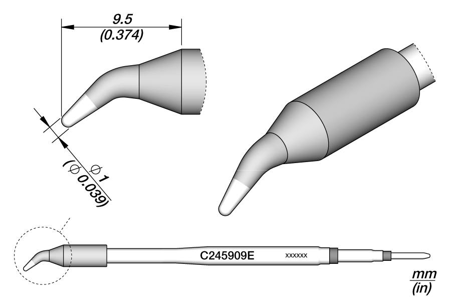 C245909E - Conical Bent Cartridge Ø 1
